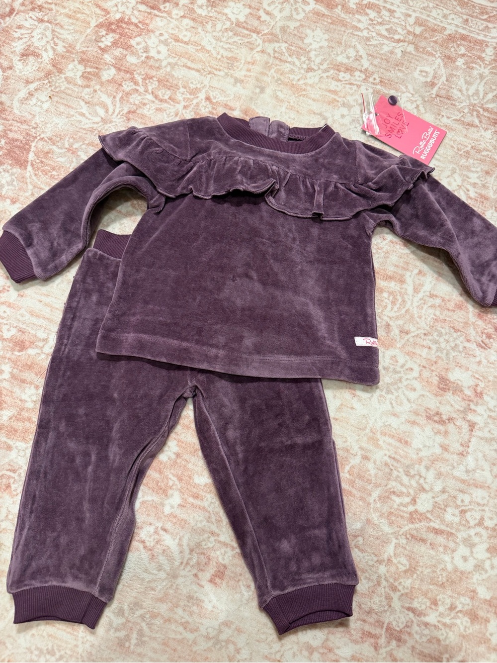 Toddler girl velvet Ruffle Butts matching set